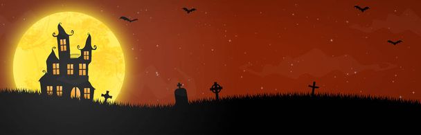 halloween zamek przed pełni księżyca - Wektor, obraz