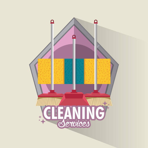 清掃サービスとハウスキーピング - ベクター画像