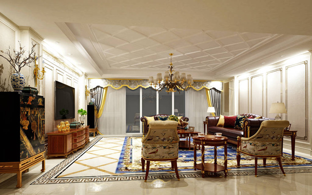 3d render of Neo Classic home, вітальня - Фото, зображення