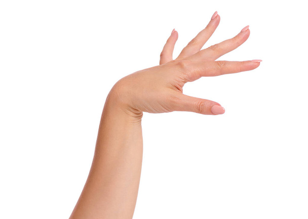 Female hand on white - Foto, afbeelding