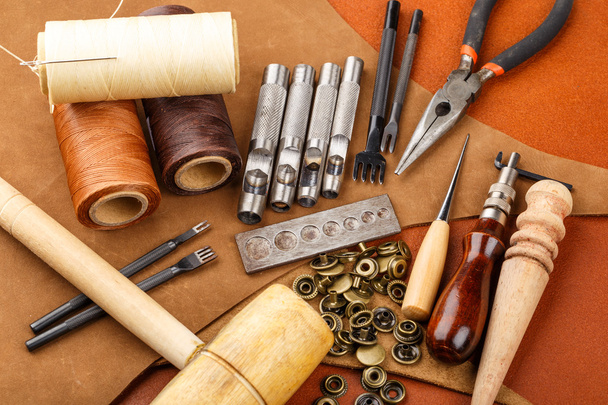 Homemade leather craft tools - Photo, Image
