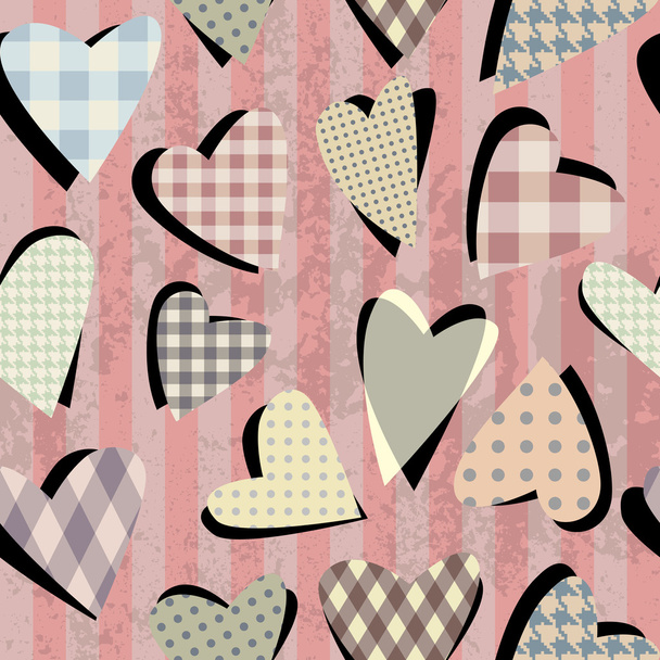 Collage of grunge hearts - Vector, Image