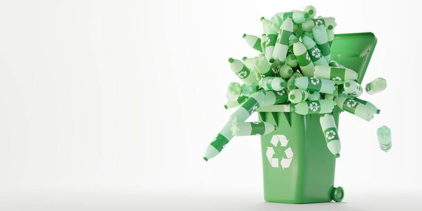Koncepcja problemu odpadów z tworzyw sztucznych i recyklingu, oryginalne renderowanie 3D - Zdjęcie, obraz