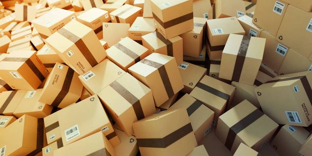 Cajas de cartón infinitas, conceptos logísticos y de la industria de envíos
, - Foto, Imagen