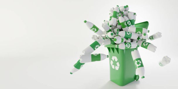Koncepce problémů s plastickým odpadem a recyklací, originální prostorové vykreslování - Fotografie, Obrázek