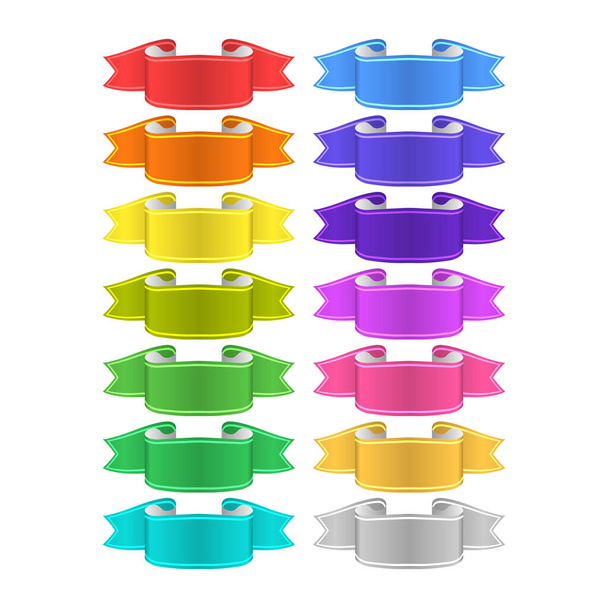 isolated vector colored satin ribbons set - Vettoriali, immagini