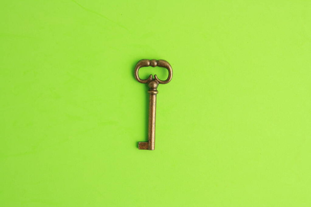nice antique copper closet key - Фото, зображення