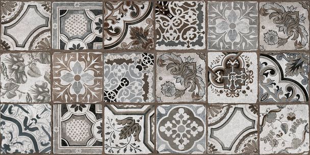 Cerca de azulejos de cerámica tradicional de Lisboa. Patrón de azulejos decorativos retro colorido, superficie de azulejos digitales
 - Foto, Imagen