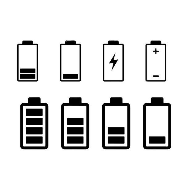 Ícones de carga de capacidade de bateria diferentes com status completo e baixo
 - Vetor, Imagem