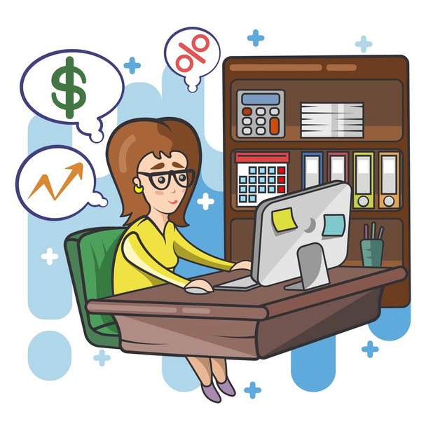 Woman financial accountant. Vector illustration of National Accountant s Day - Vector, Image