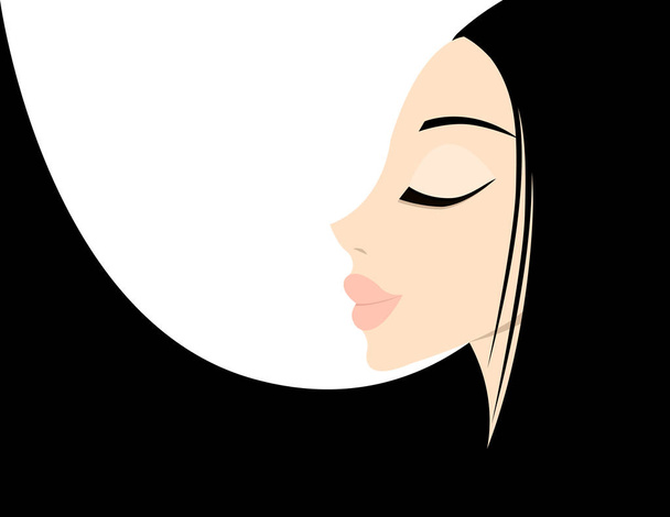Brunette girl or woman in profil. Background. People - Vector, Image