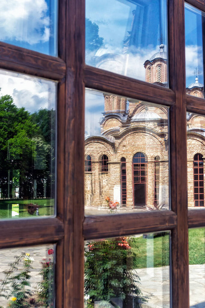 Reflection of the Gracanica Serbian Orthodox Monastery in Kosovo - Photo, Image