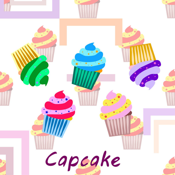 Capcake Backen Sahne Beerensüße Dessert. farbenfrohe Elemente für die Menükollektion von Cafés und Restaurants. Frohe Feiertage. - Vektor, Bild