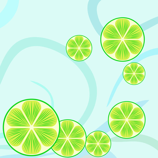 Green half and slice lime. Vector illustration, background. - Vektor, Bild
