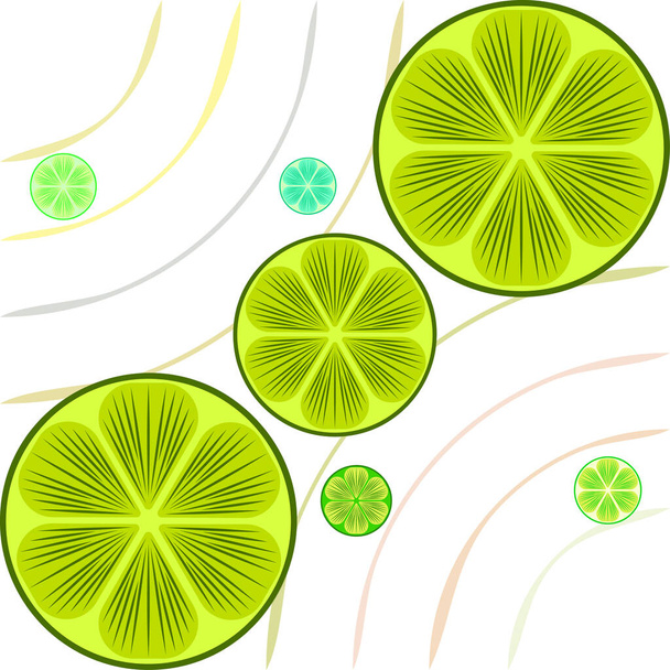 Green half and slice lime. Vector illustration, background. - Вектор, зображення