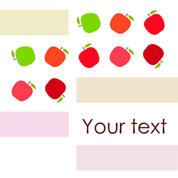 Ilustración vectorial del marco Apple. Diseño de tarjeta vectorial con manzana y hoja
. - Vector, imagen