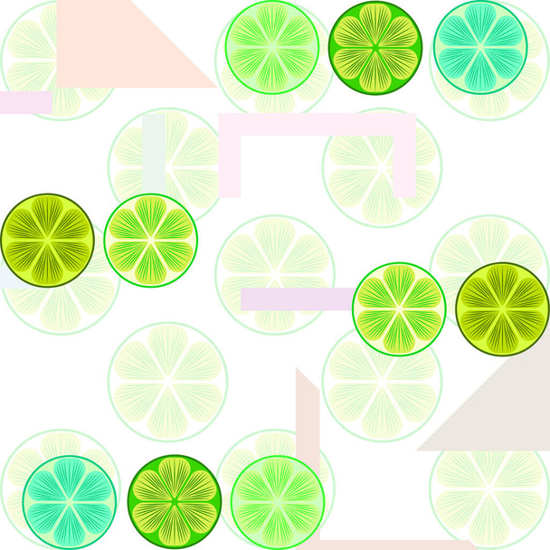 Green half and slice lime. Vector illustration, background. - Vektor, kép