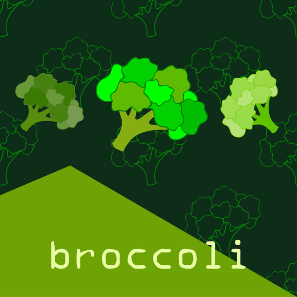Brokoli, taze sebze. Organik gıda posteri. Çiftçi pazarı tasarımı. Vektör arkaplanı. - Vektör, Görsel