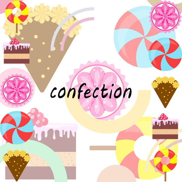 Αρχική εικόνα διάνυσμα αρτοποιείο τούρτα γενεθλίων, capcake και γλυκά. Σχεδιαστική ιδέα για αφίσα, κάρτες και διαφήμιση. - Διάνυσμα, εικόνα