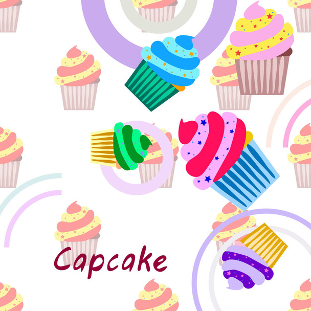 Capcake Backen Sahne Beerensüße Dessert. farbenfrohe Elemente für die Menükollektion von Cafés und Restaurants. Frohe Feiertage - Vektor, Bild