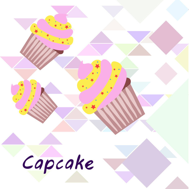 Capcake bakken crème bessen zoetheid dessert. Kleurrijke elementen voor de menuverzameling van cafés en restaurants. Fijne vakantie.. - Vector, afbeelding