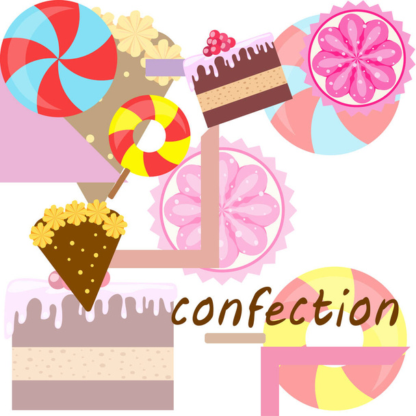 Accueil boulangerie illustration vectorielle de gâteau d'anniversaire, capcake et bonbons. Idée de design pour affiche, cartes et publicité
. - Vecteur, image