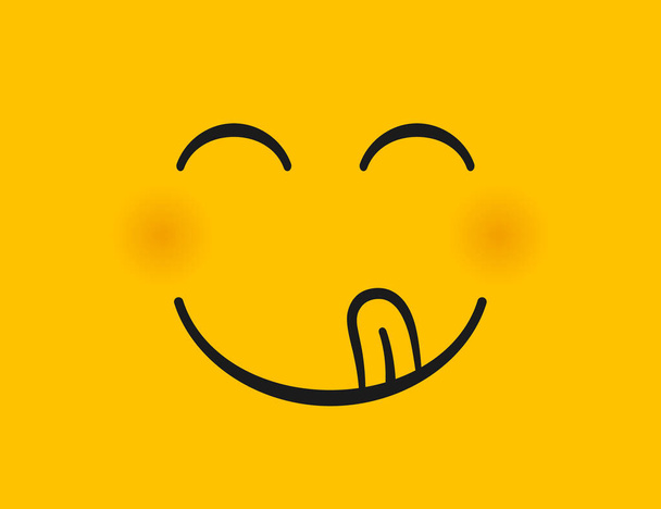 Herkullinen hymy. Herkullinen, maukas syöminen emoji kasvot syödä suun ja kielen gourmet nauttia maku
 - Vektori, kuva