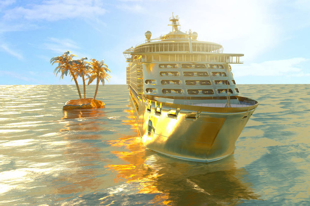 Konzeptkunst des Kreuzfahrtschiffmodells, 3D-Darstellung - Foto, Bild
