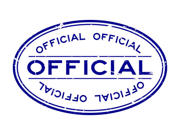 Grunge kék hivatalos szó ovális gumi pecsét fehér háttér - Vektor, kép