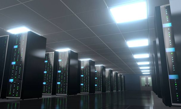 3D server room / data center - αποθήκευση, φιλοξενία έννοια - Φωτογραφία, εικόνα