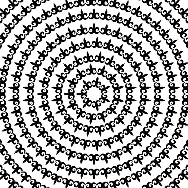 Modelli circolari asiatici. motivo a spirale in bianco e nero. Sfondo per la progettazione di volantini, stampa
. - Vettoriali, immagini