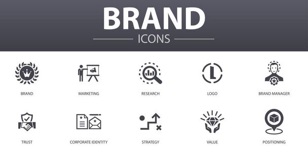marque icônes concept simple ensemble. Contient des icônes telles que le marketing, la recherche, le gestionnaire de marque, la stratégie et plus, peut être utilisé pour le Web, logo
 - Vecteur, image