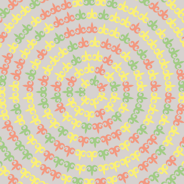 Круговые азиатские узоры. Разноцветная спираль с рисунком
.  - Вектор,изображение
