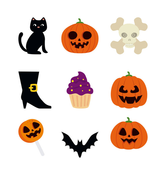 bundle halloween with set icons - Vetor, Imagem