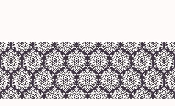 Patrón fronterizo dibujado a mano ornamental azulejo fondo de mosaico. Rayas geométricas monocromas. Corte de borde de cinta de arte de línea intrincada
 - Foto, imagen