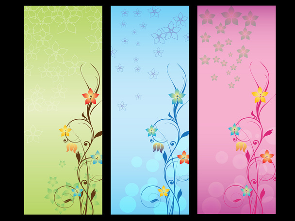 Floral banner set - Vector, afbeelding