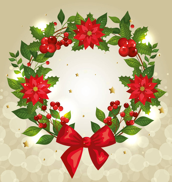 vánoční plakát s věncem a dekorací - Vektor, obrázek