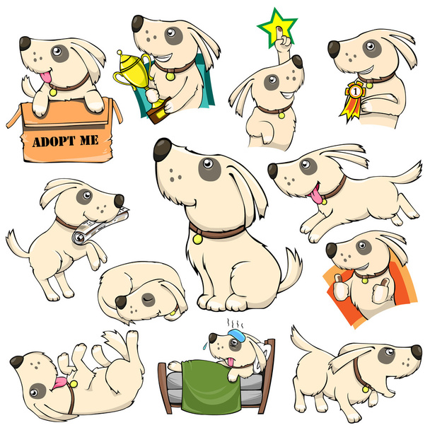 Σκύλος δραστηριότητες που κινουμένων σχεδίων - Διάνυσμα, εικόνα