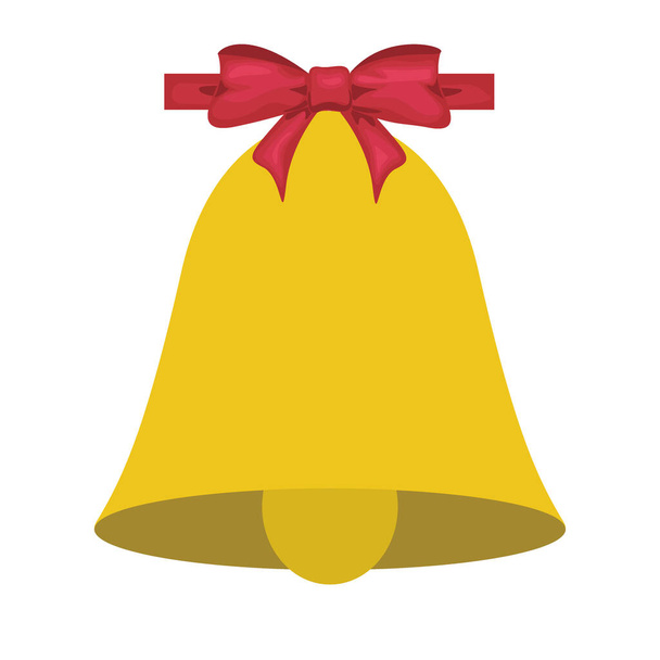 Christmas or school bell. Symbol with bow vector - Vector, Image