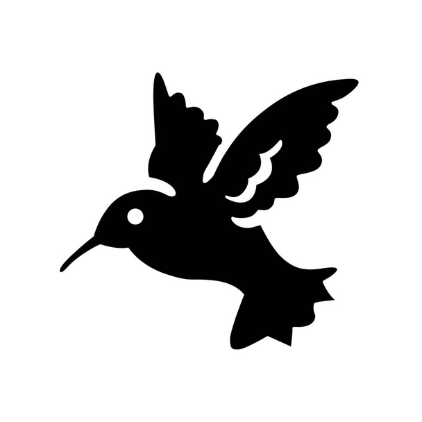 Σιλουέτα ενός μικρού μαύρου πουλιού. Κλείσε. Απομονωμένα σε λευκό βα - Φωτογραφία, εικόνα