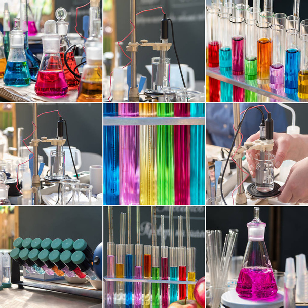 Collage chimique avec un réactif coloré
 - Photo, image