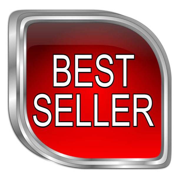 красная кнопка Bestseller на белом фоне - 3D иллюстрация
 - Фото, изображение