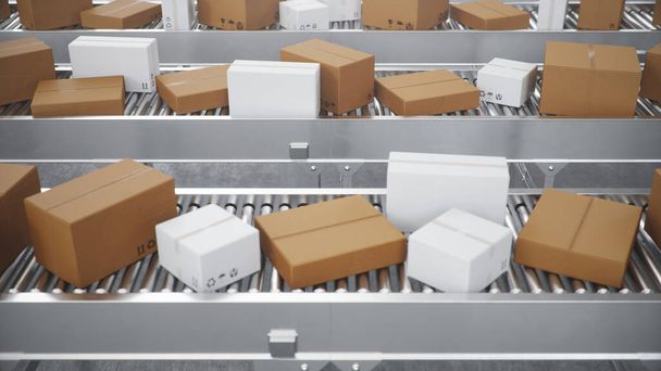 Illustrazione 3D Consegna dei pacchetti, servizio di imballaggio e pacchi
 - Foto, immagini