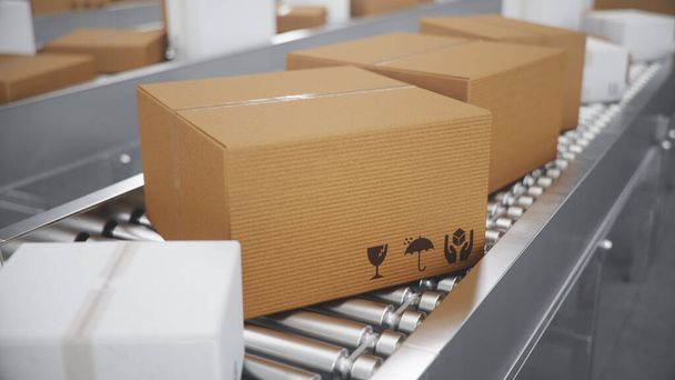 3D illustration Packages delivery, packaging service and parcels - Foto, Imagem