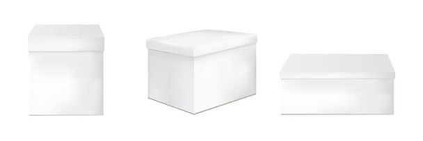 Conjunto de cajas de embalaje blancas en blanco
.  - Vector, Imagen