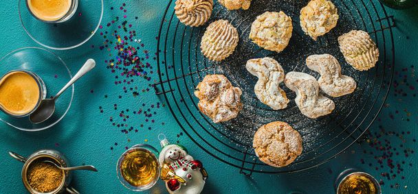 banner of different classic Italian homemade almond cookies with - Fotografie, Obrázek