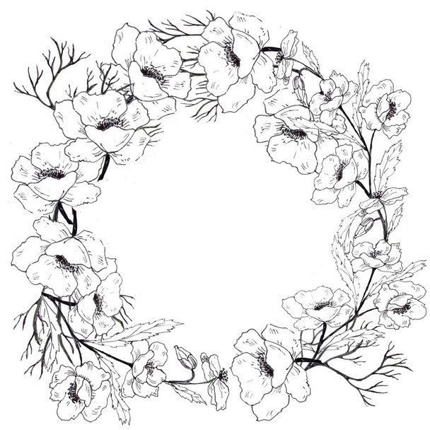 Decorative elements floral graphic isolated pattern hand draw illustration.  - Foto, Bild