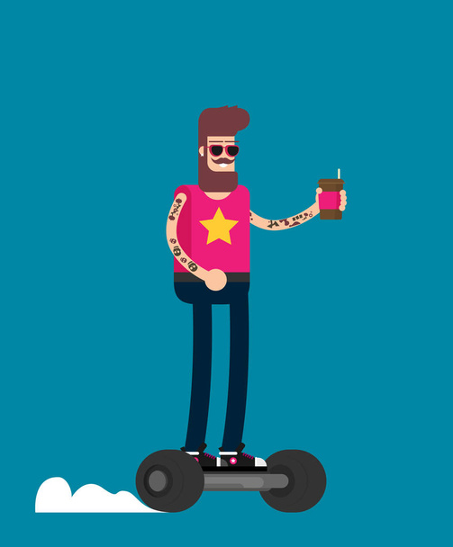 young guy on skateboard - Vector, Image