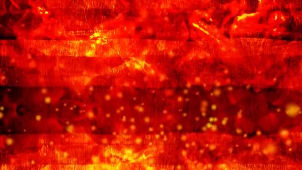 Wschodzące magiczne cząstki ognia z czerwonymi wolno opadającymi paskami - 4k Płynny ruch pętli tła Animacja - Materiał filmowy, wideo
