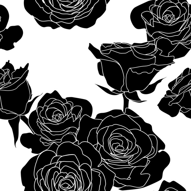 Vector seamless pattern with black roses flowers. - Vector, afbeelding
